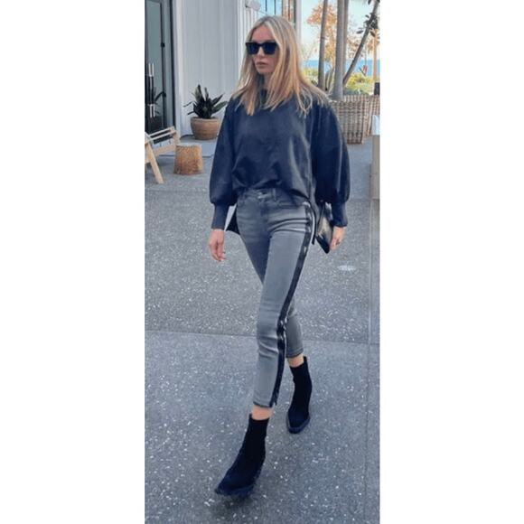 Etienne Marcel Gray Skinny Jeans with Black Zippers - Picture 1 of 11